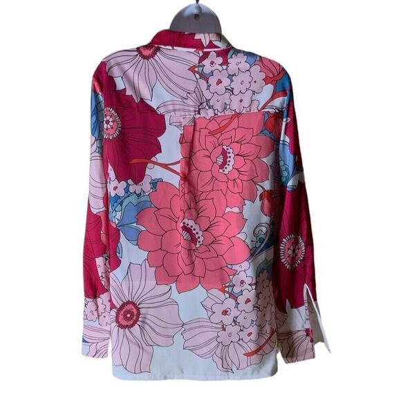 Crosby Blouse Women's Size Large Floral Button Front Long Sleeves Collared Shirt - Picture 5 of 9